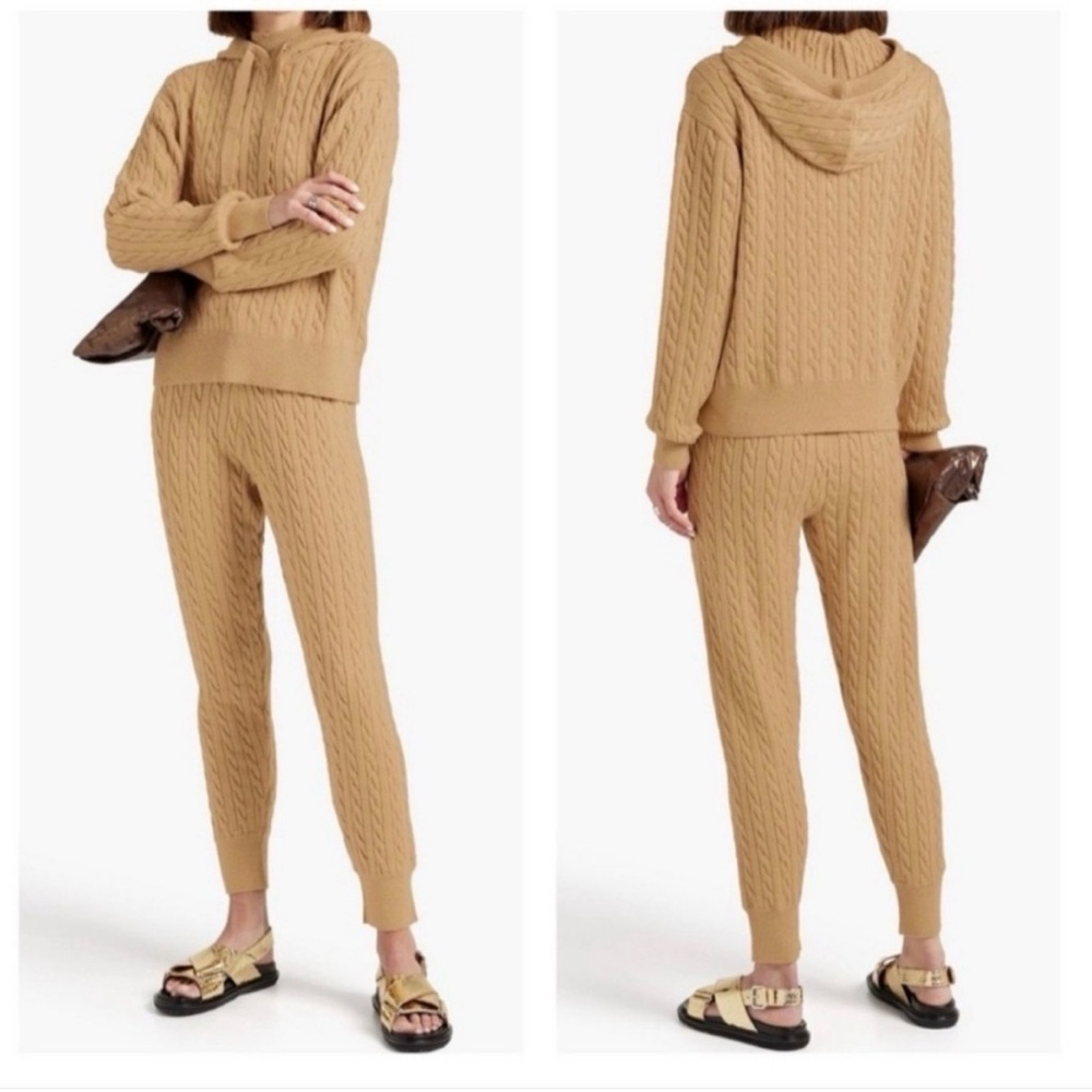 10 Crosby Derek Lam Tan Cable Knit Turtleneck Hoodie Sweater - Picture 12 of 12